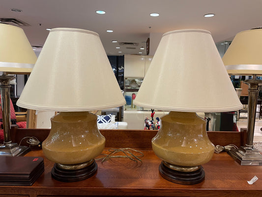 Pair of Frederick Cooper Mustard Crackle Lamps (HZYRN4)