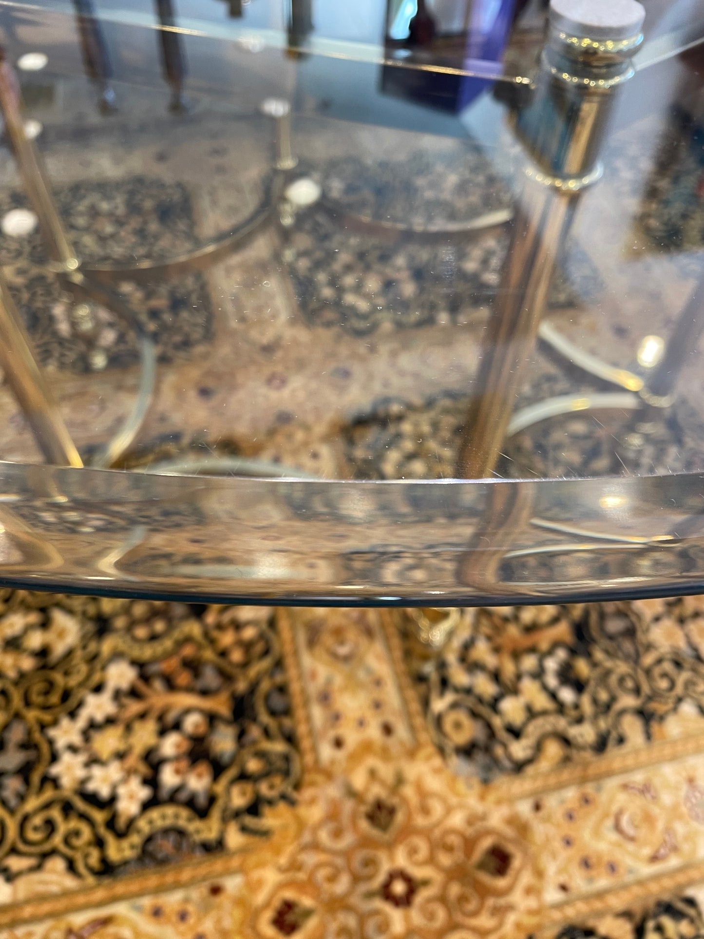 Glass and Brass Coffee Table (9X8QEC)