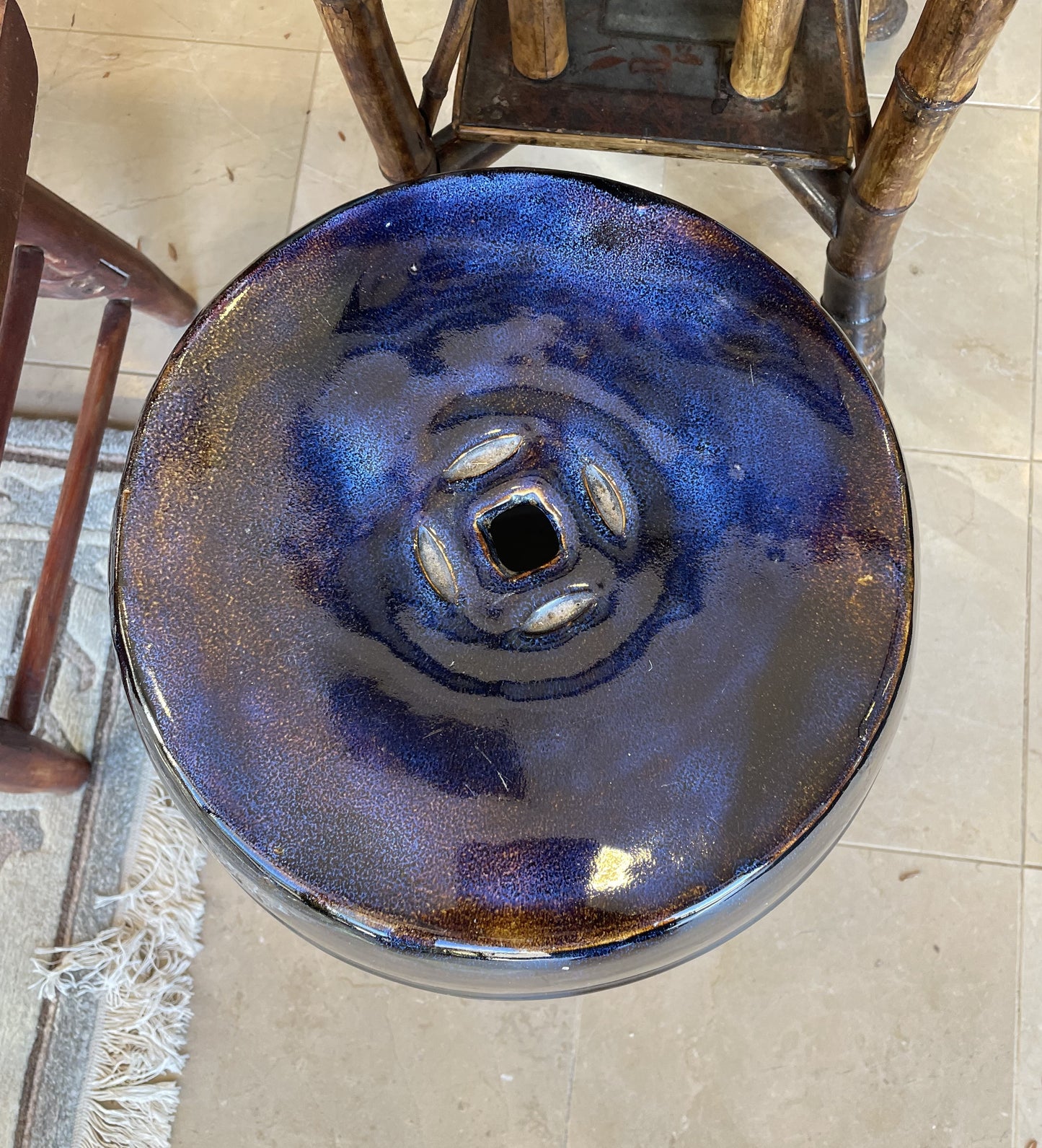 Blue Glazed Garden Stool (GWSTVJ)