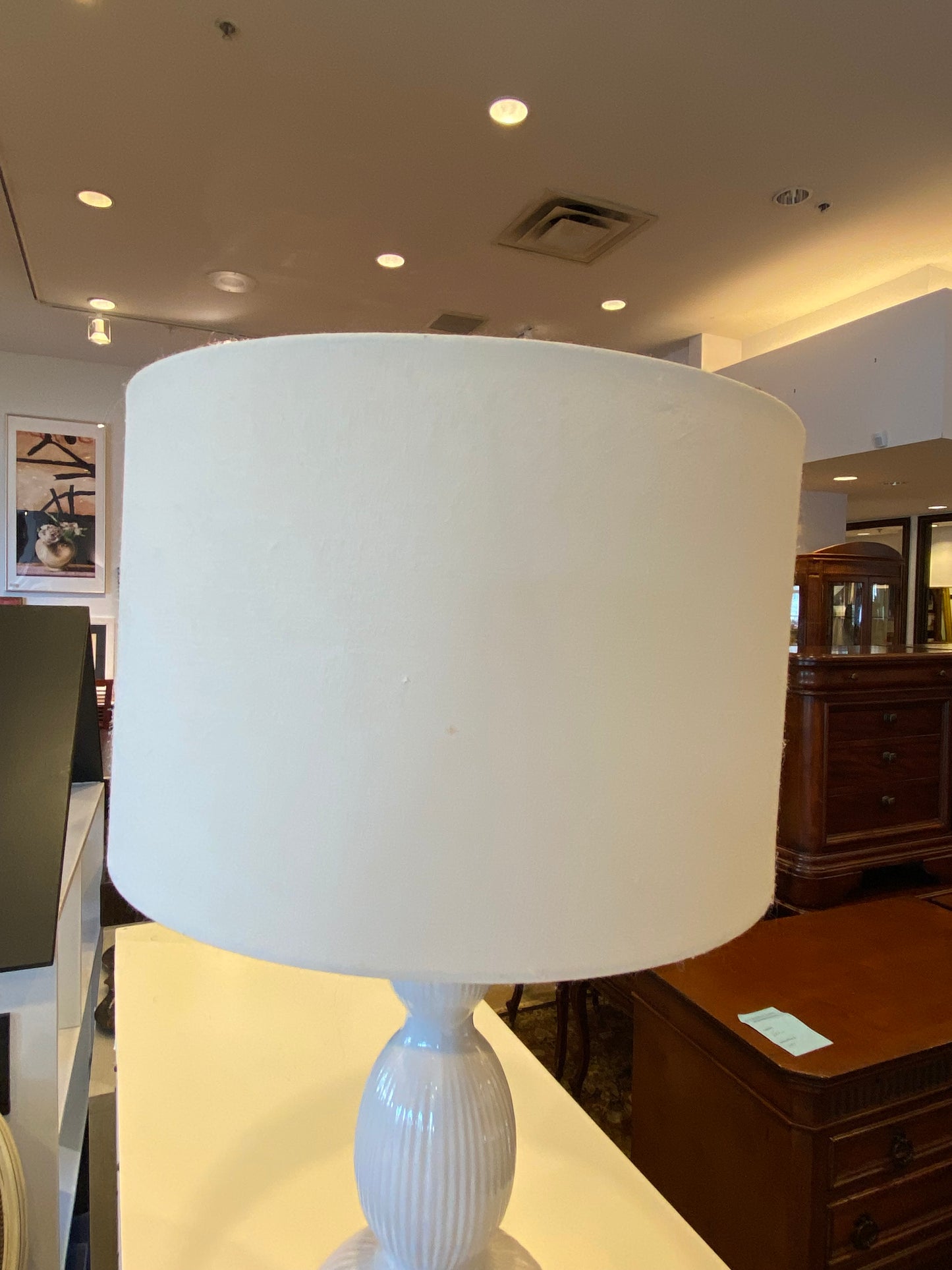 Crate and Barrel White Ceramic Lamp Pair (8H42WA)