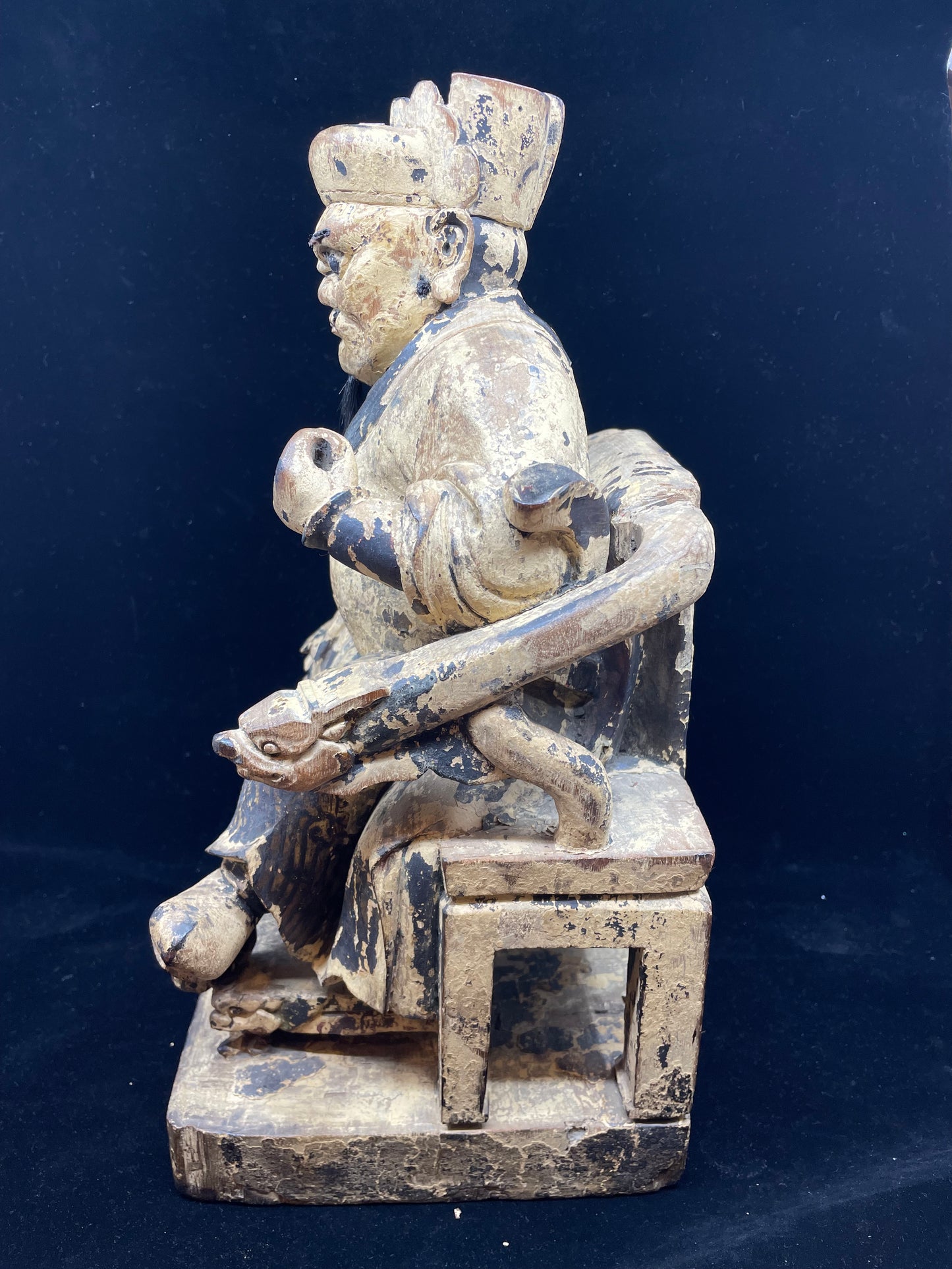 Antique Chinese Seated Warrior AS IS (J3BG93)