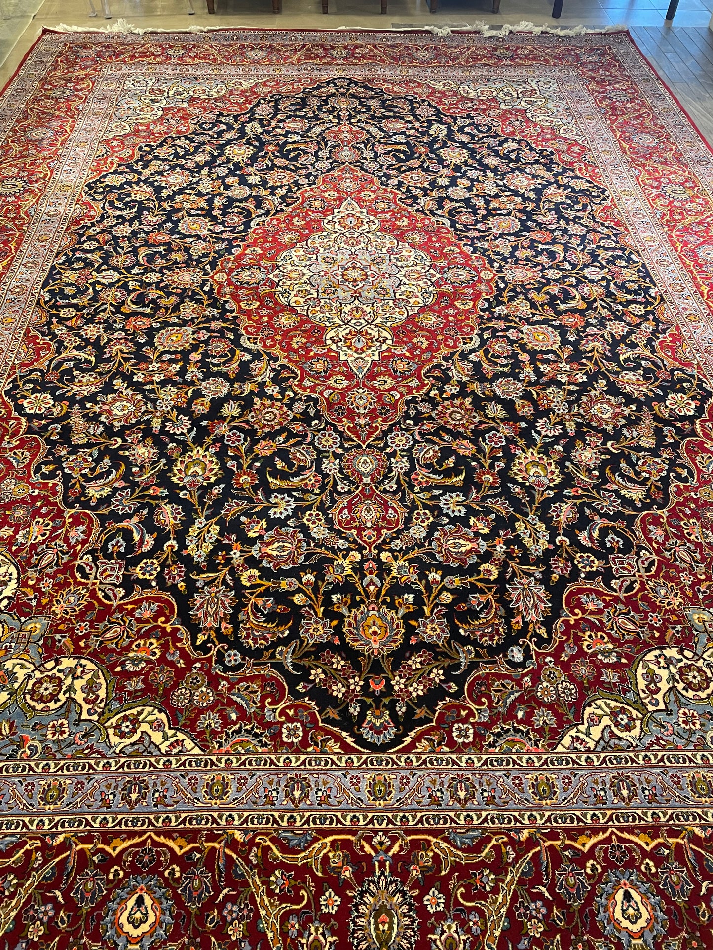 Fine Kork Kashan Jewel Tone Rug (3S2AKX)