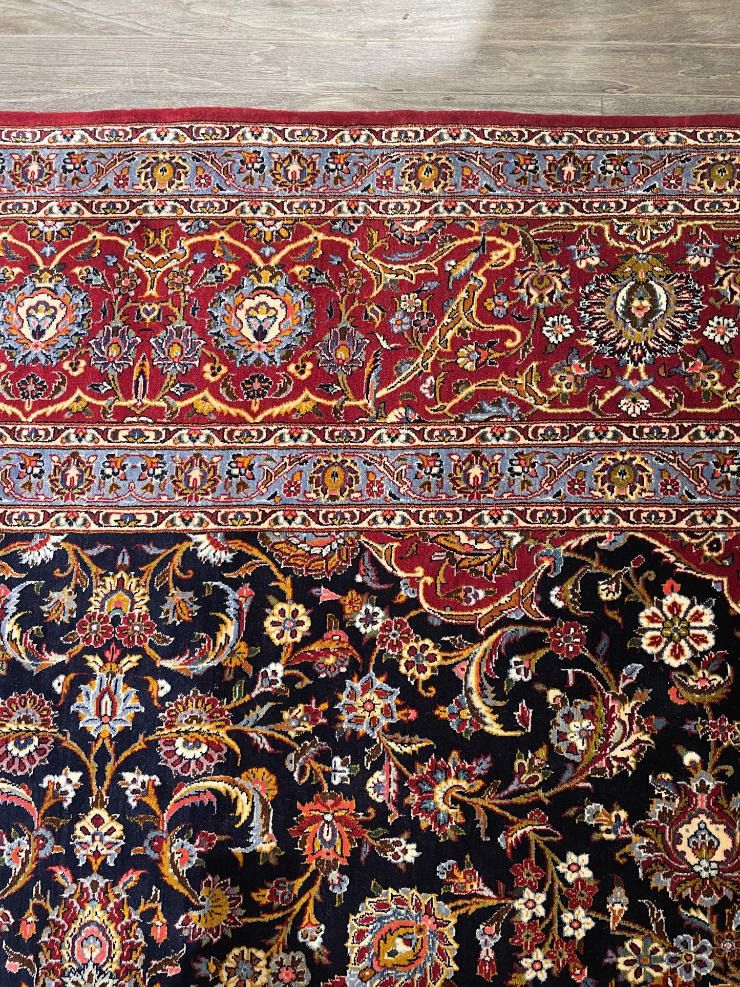 Fine Kork Kashan Jewel Tone Rug (3S2AKX)