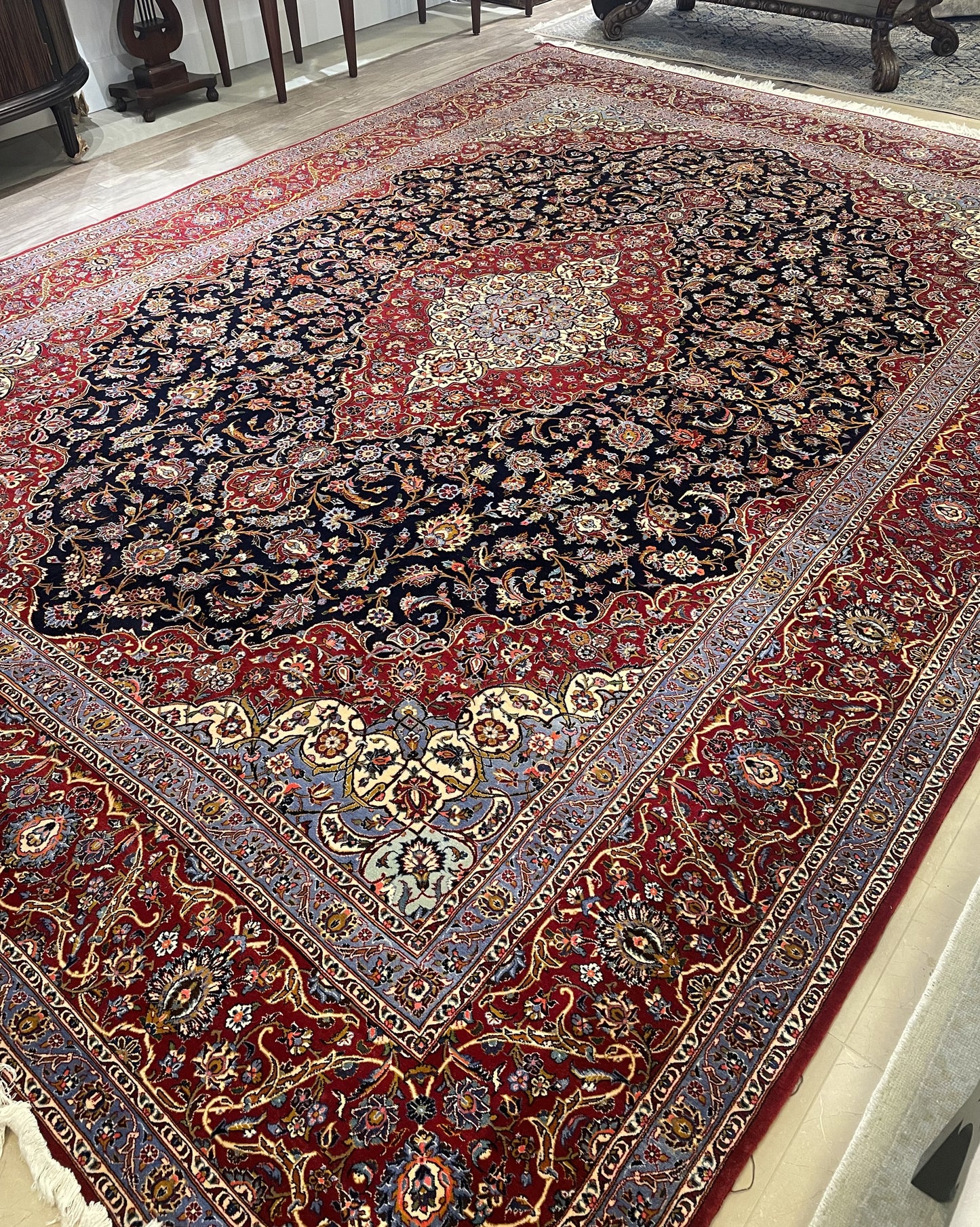 Fine Kork Kashan Jewel Tone Rug (3S2AKX)