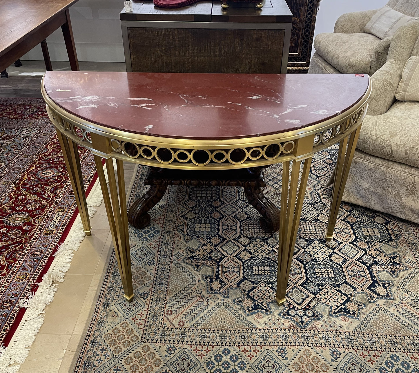 Marble and Brass Demilune Console (1GCA1J)