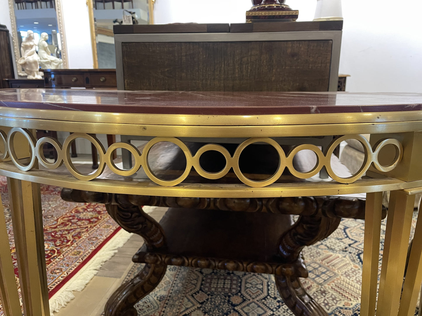 Marble and Brass Demilune Console (1GCA1J)