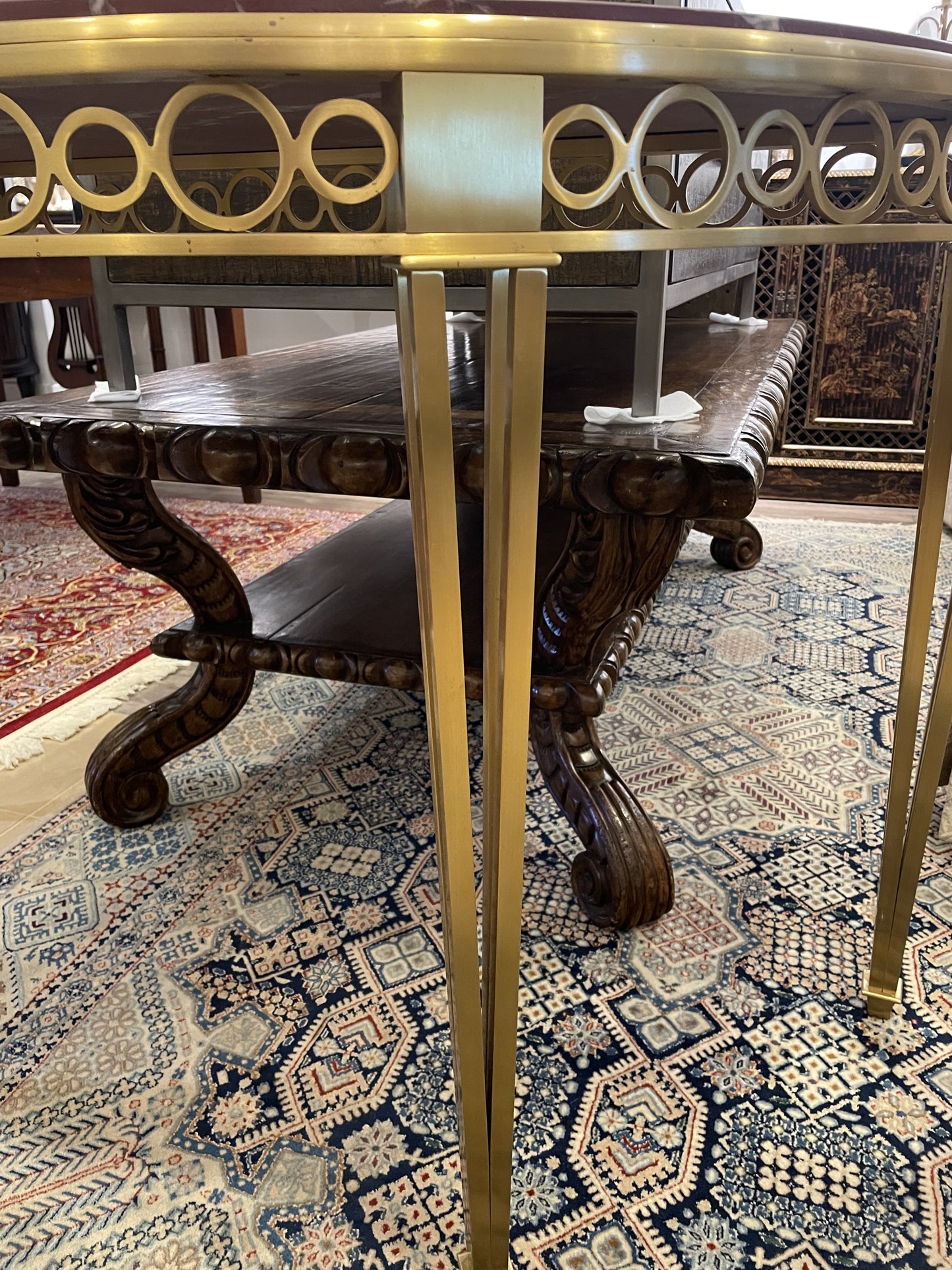 Marble and Brass Demilune Console (1GCA1J)