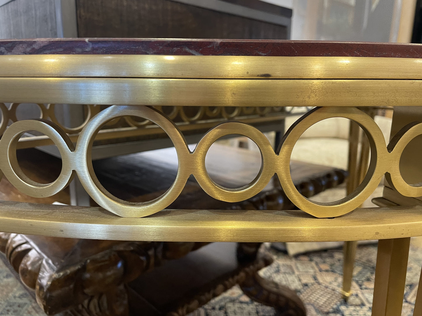 Marble and Brass Demilune Console (1GCA1J)