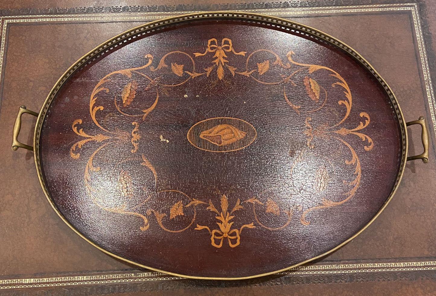 Wooden Tray with Gallery Inlay AS IS (8ATB43)