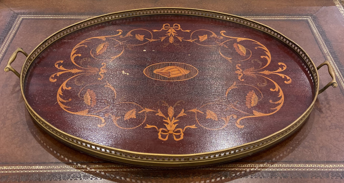 Wooden Tray with Gallery Inlay AS IS (8ATB43)