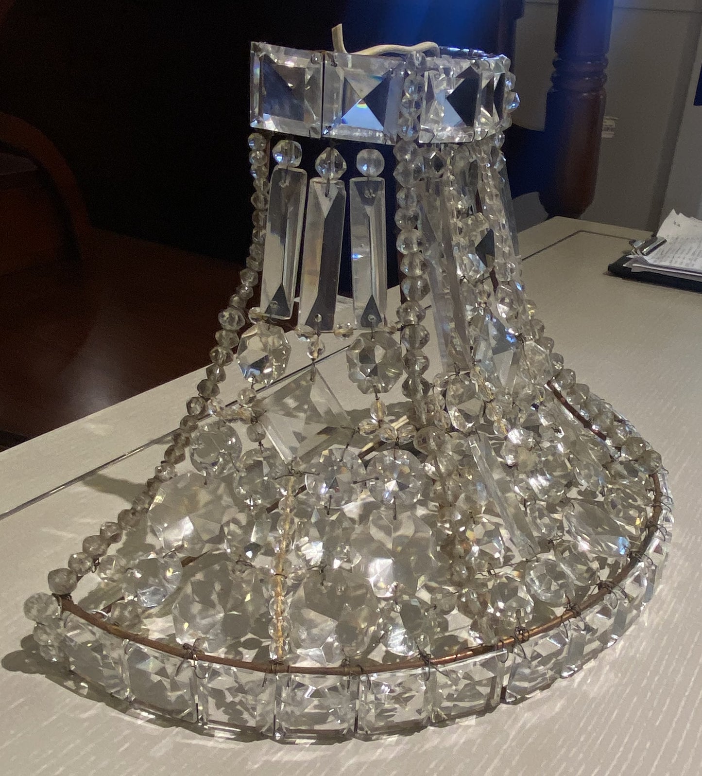 Pair of French Empire Crystal Sconces (6R7E9A)