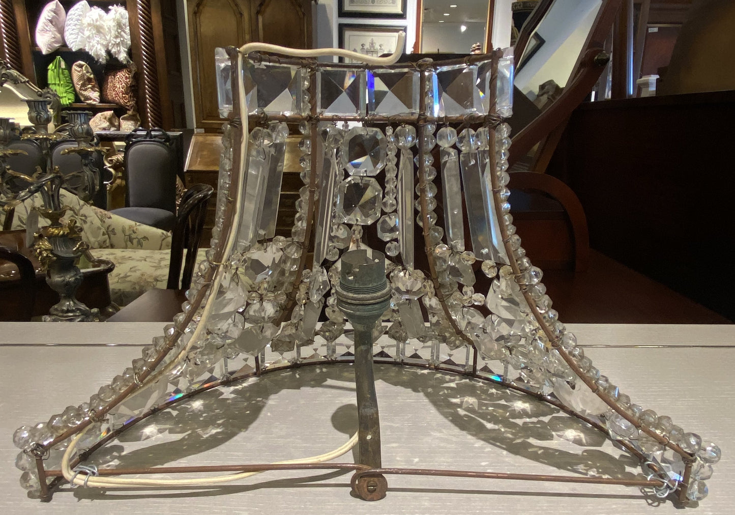 Pair of French Empire Crystal Sconces (6R7E9A)