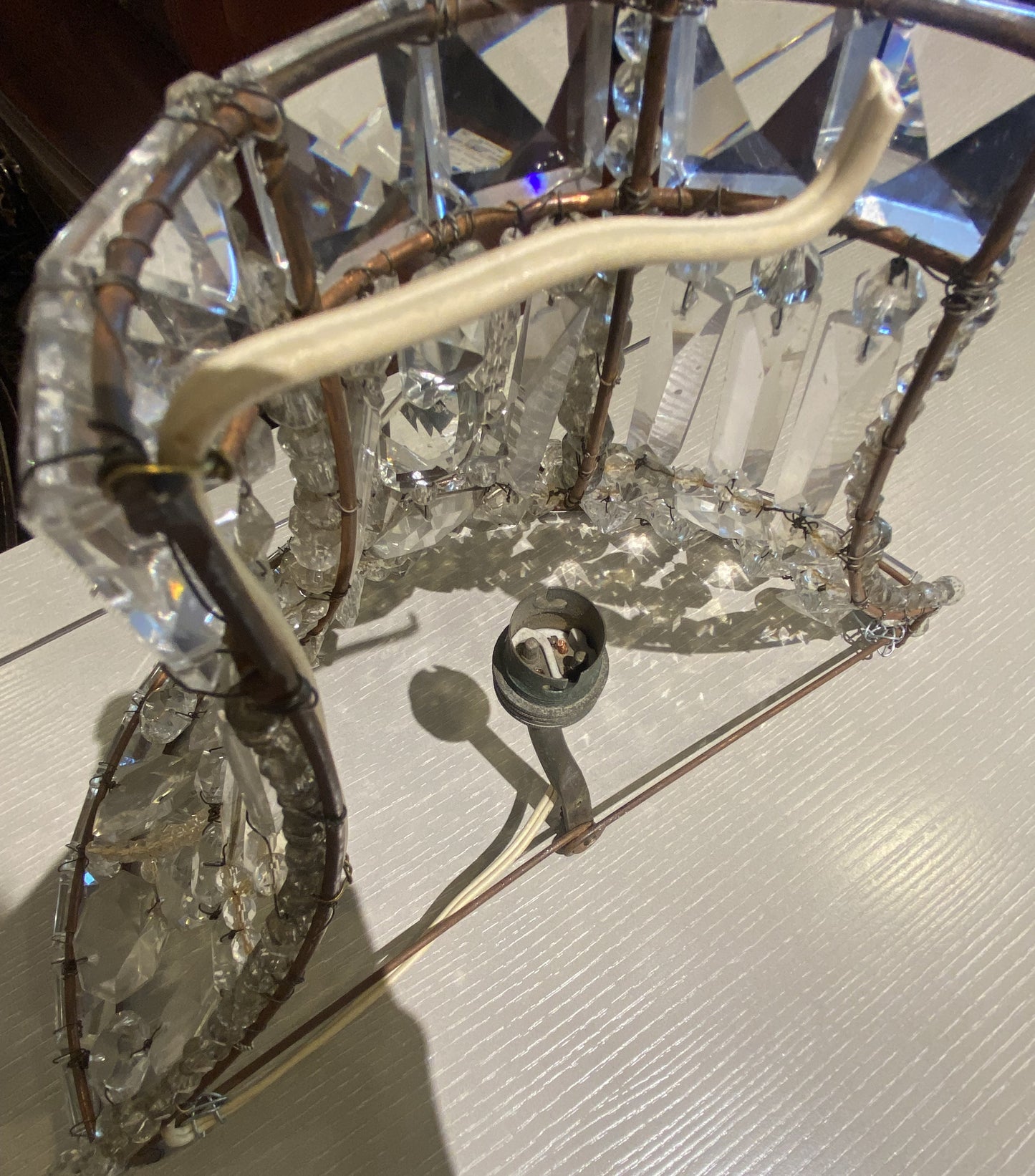 Pair of French Empire Crystal Sconces (6R7E9A)