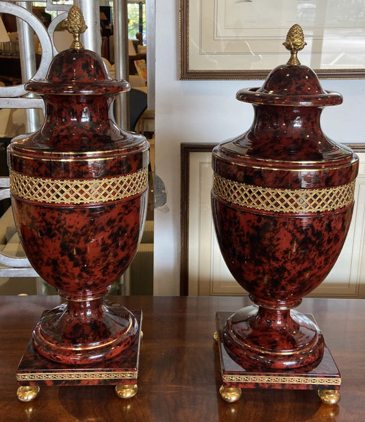 Pair of Jean Roger Porcelain Oxblood Urns (GBZJXP)