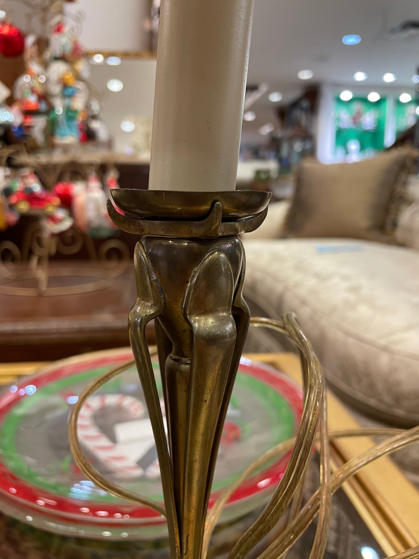 Art Nouveau Bronze Candlestick Lamps (49DDKW)