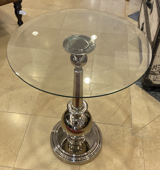 Chrome and Glass End Table (RXAUAR)