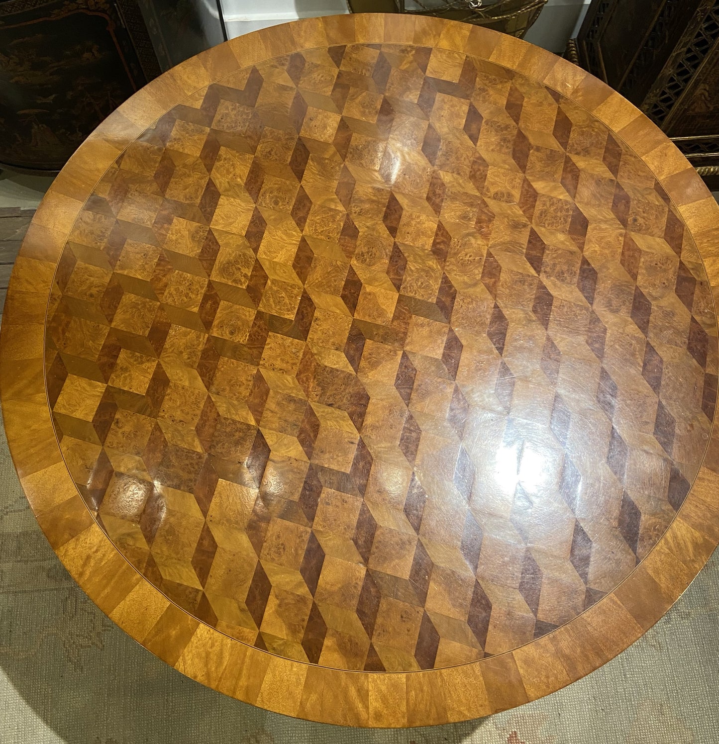 Hollywood Regency Parquet Center Table (GZWRFD)