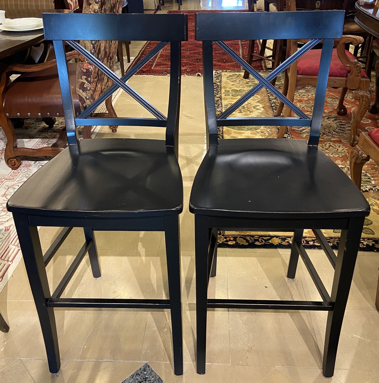 Pair of Black Barstool Chairs (63UJQ2)