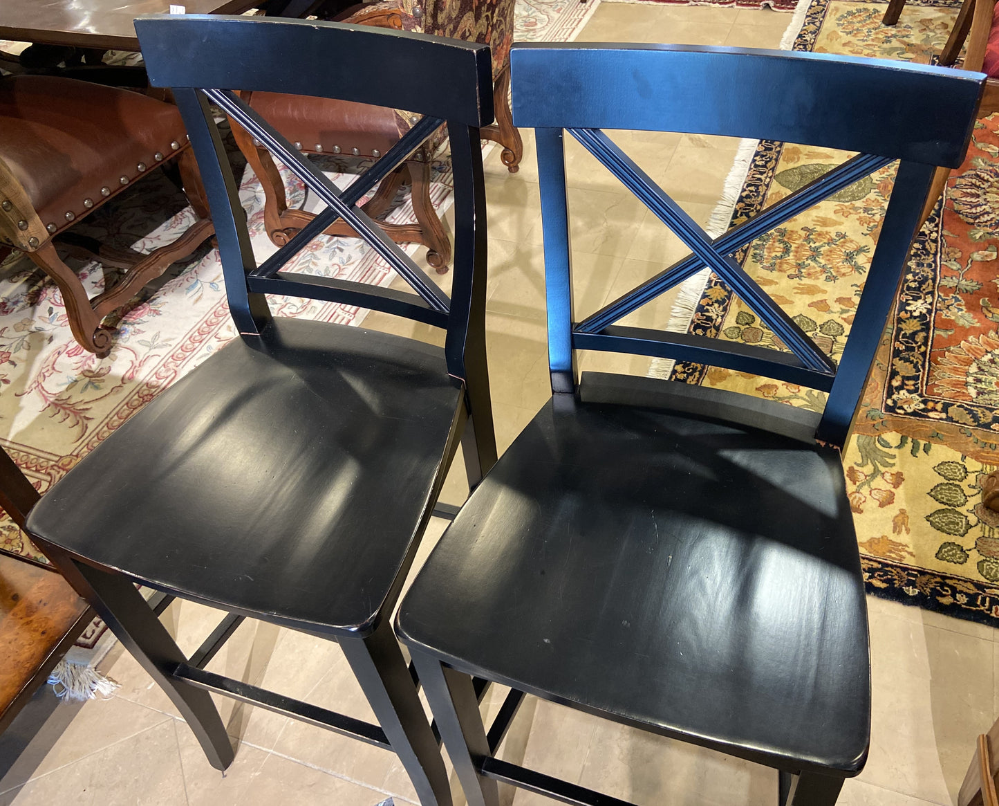 Pair of Black Barstool Chairs (63UJQ2)