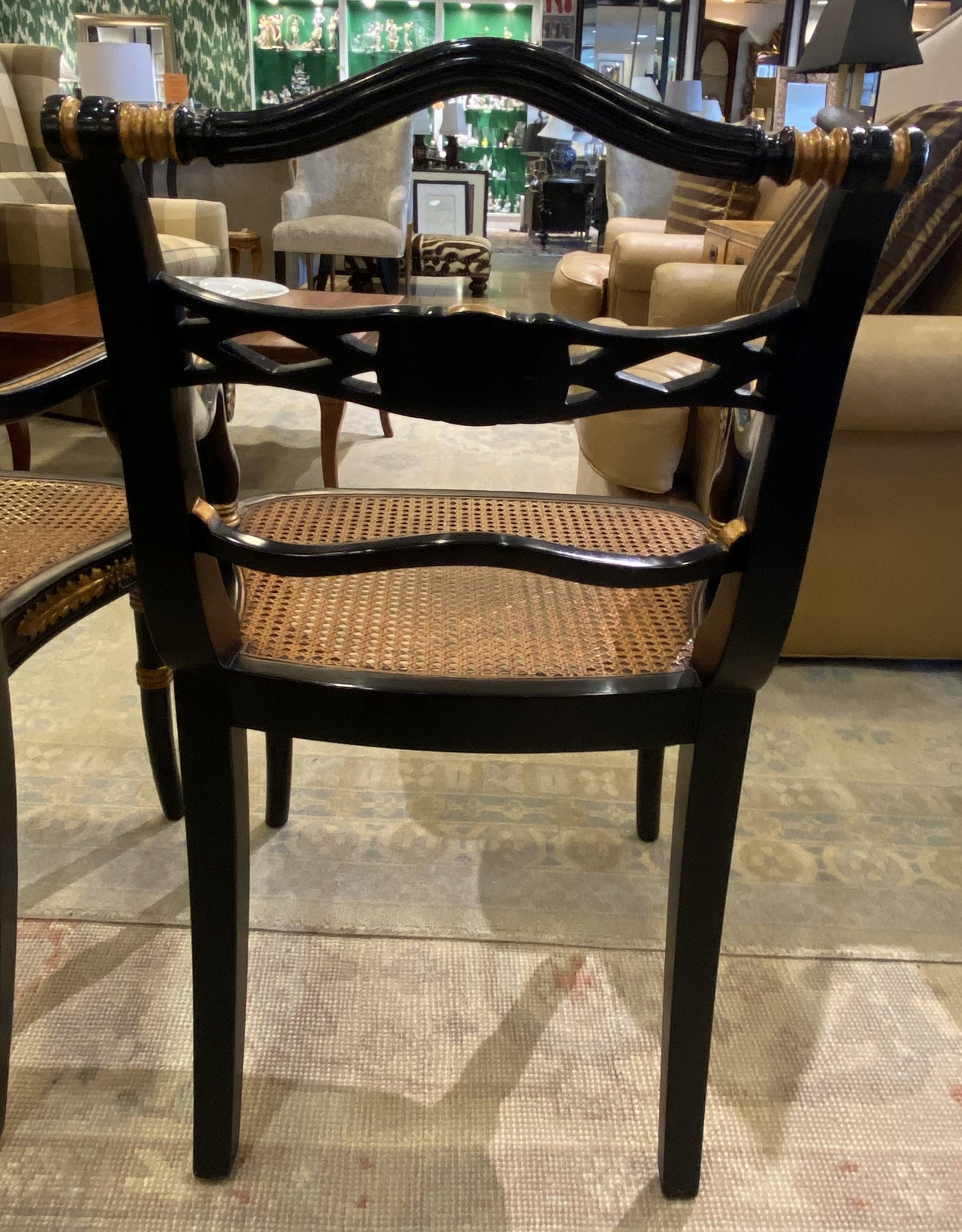 Pair of Black Regency Style Chairs with Arms (3QEQKX)