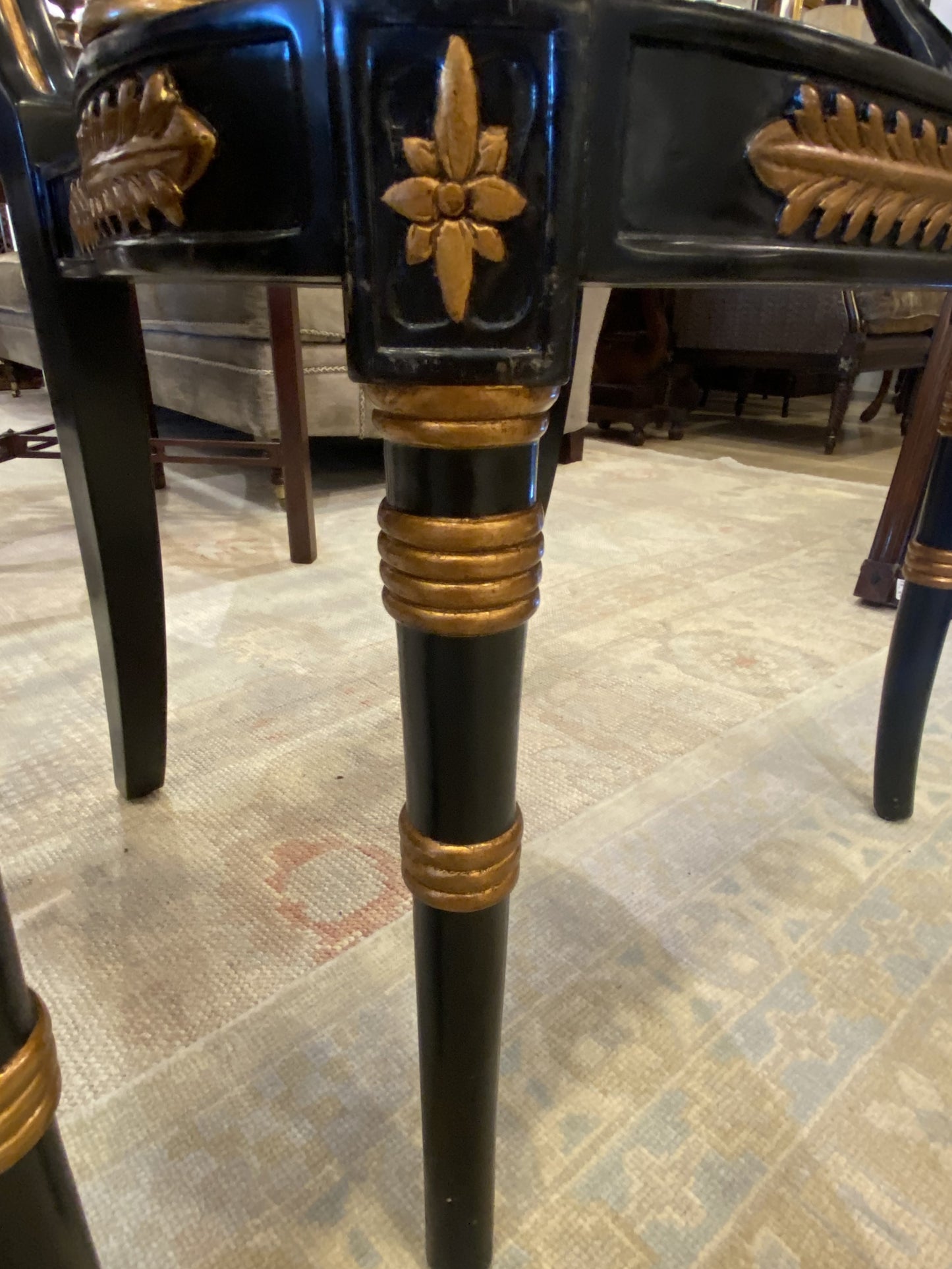 Pair of Black Regency Style Chairs with Arms (3QEQKX)