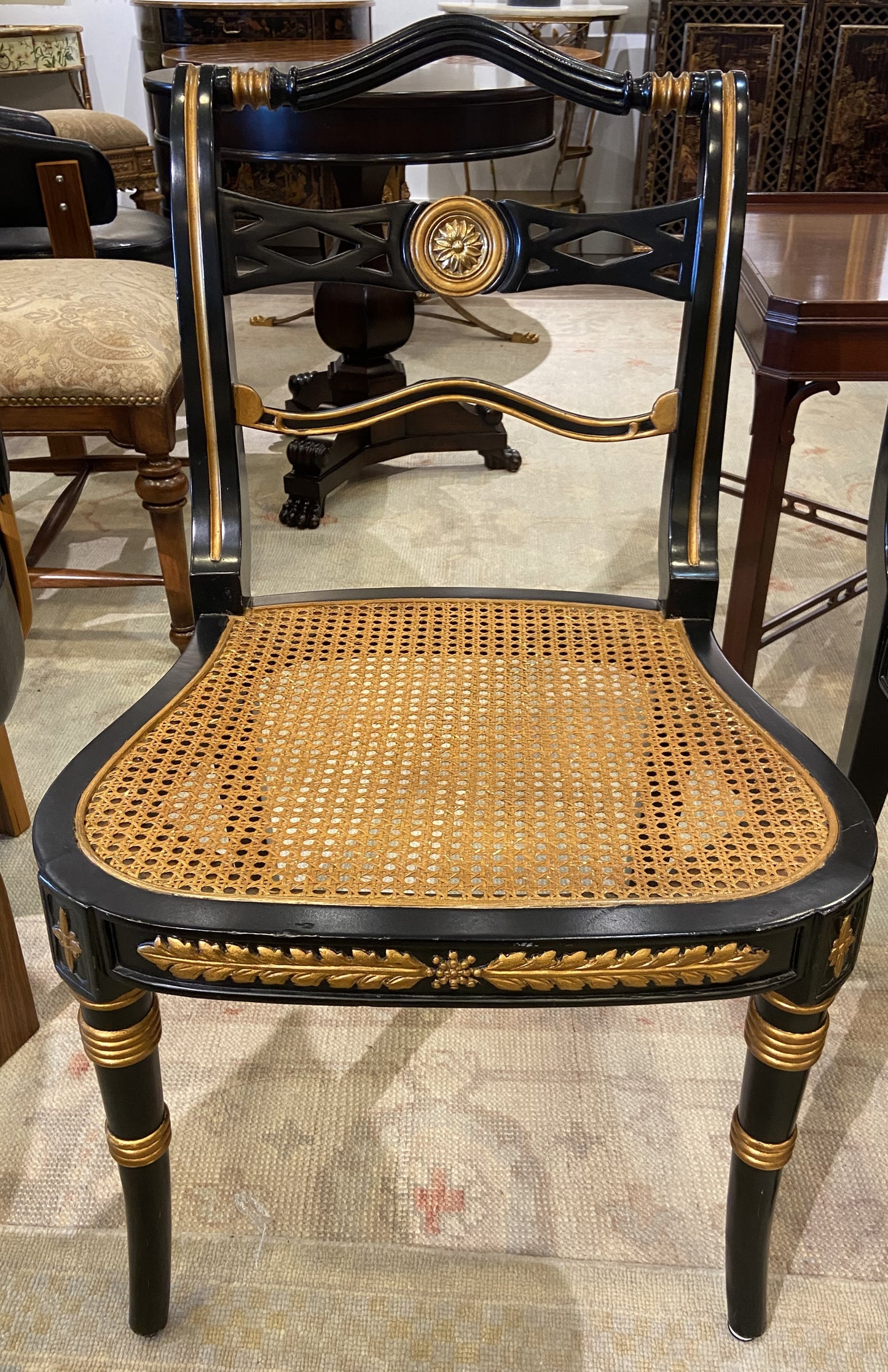 Pair of Black Regency Style Chairs (QTXX74)