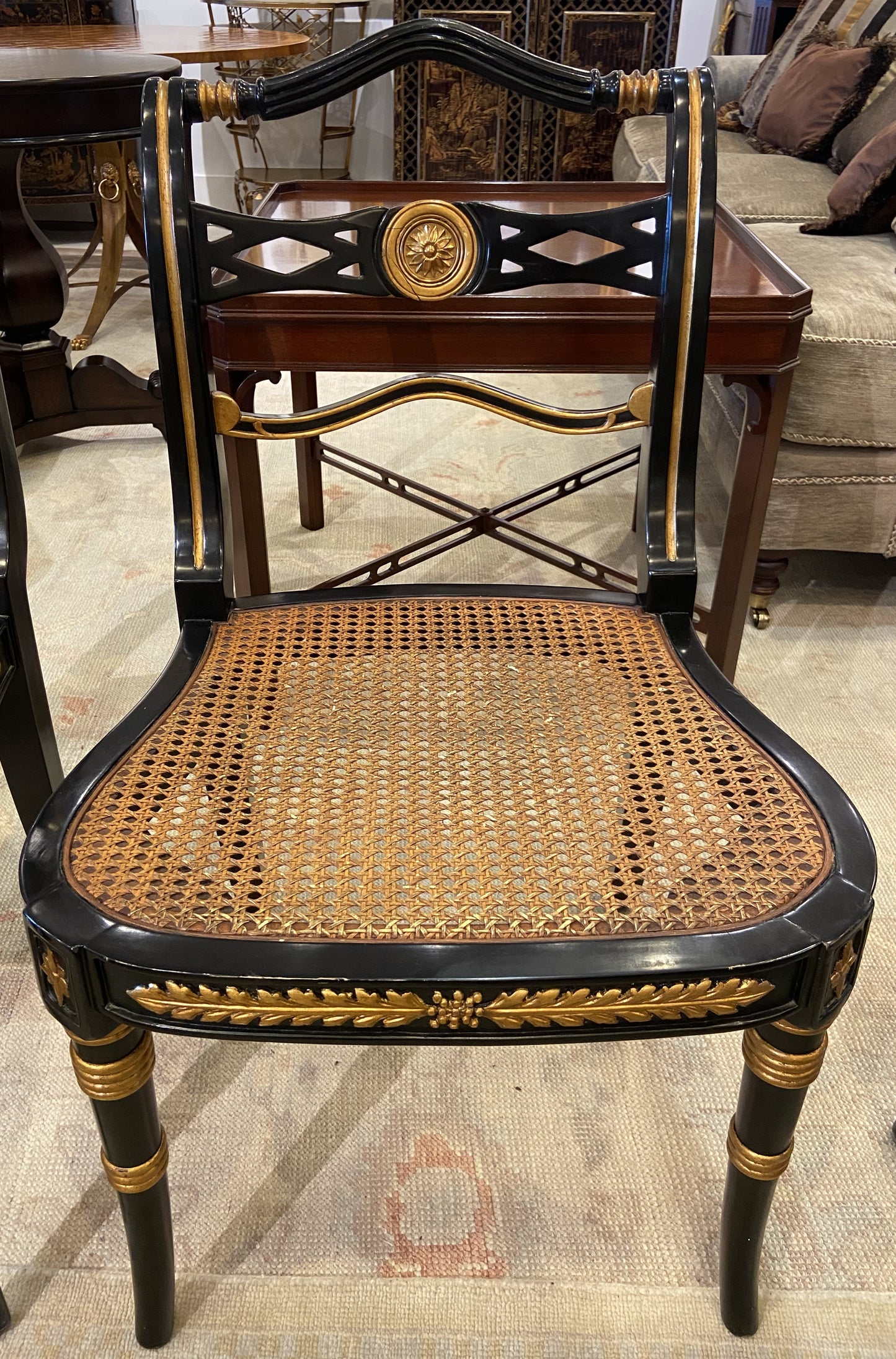 Pair of Black Regency Style Chairs (QTXX74)