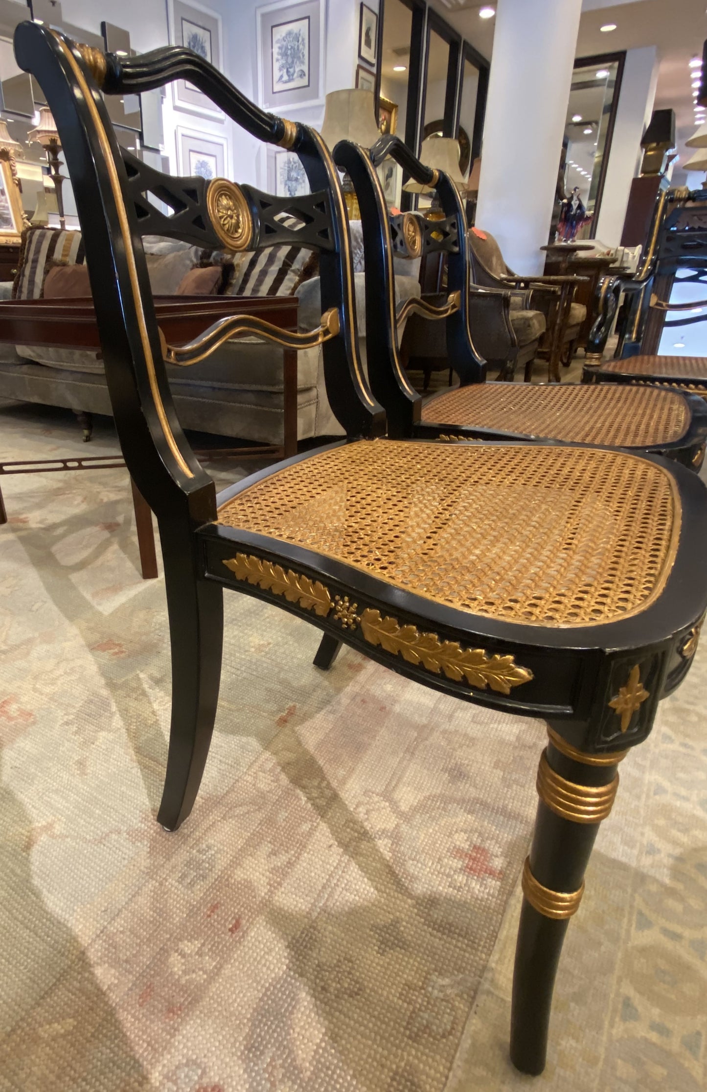 Pair of Black Regency Style Chairs (QTXX74)