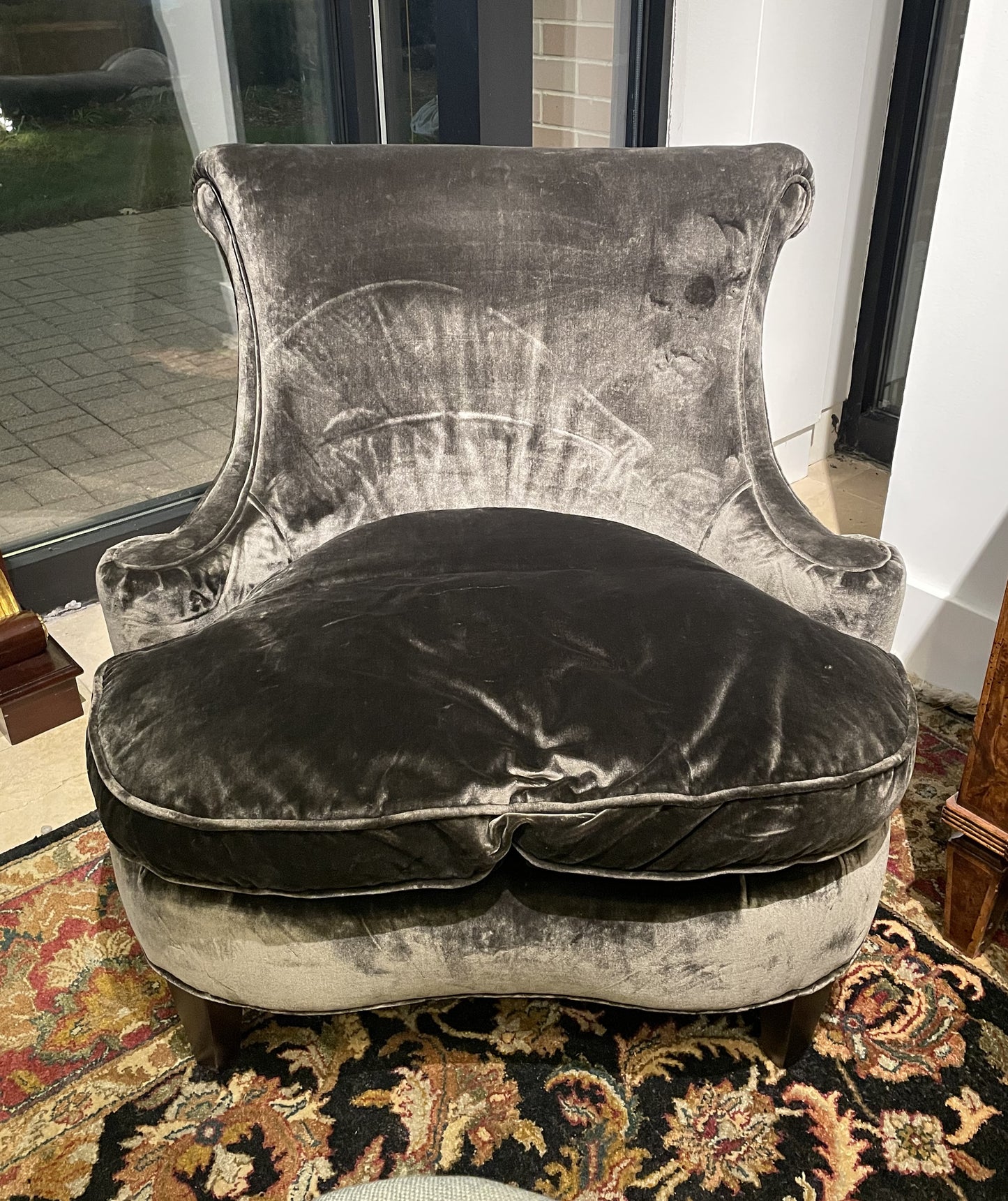 Custom Mohair Slipper Chair (3DX35P)