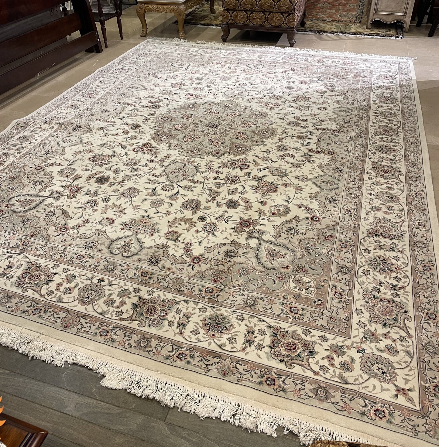 Hand Knotted Floral Pastel Rug (9.2x11.9) (2QLXWX)