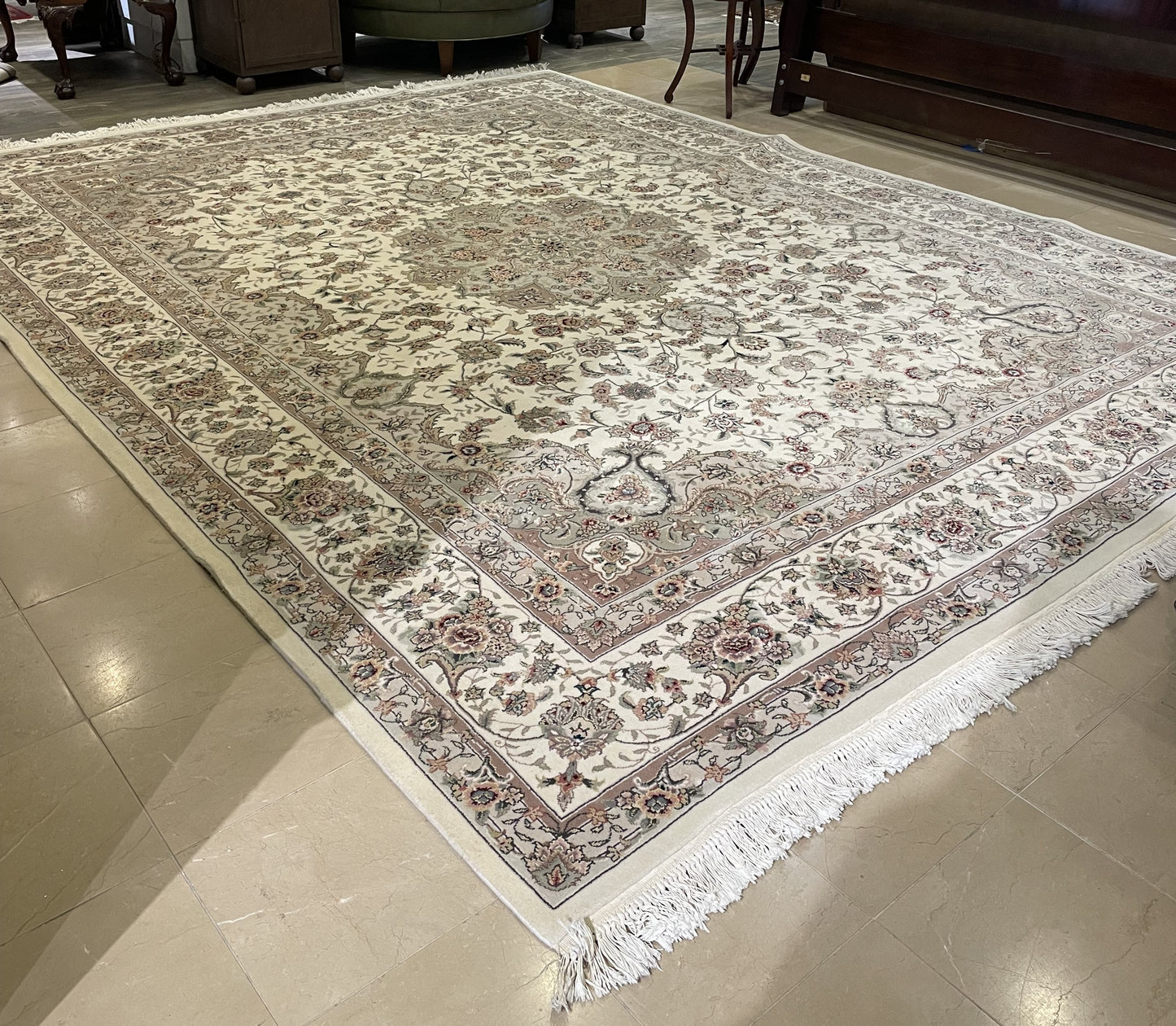 Hand Knotted Floral Pastel Rug (9.2x11.9) (2QLXWX)