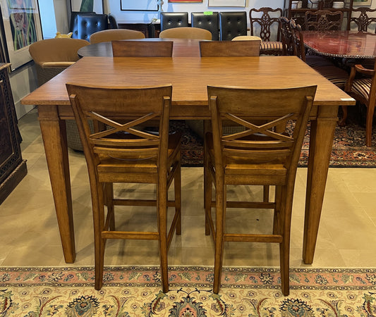 Ethan Allen Pub Table and 4 Chairs AS IS (HTUC8B)