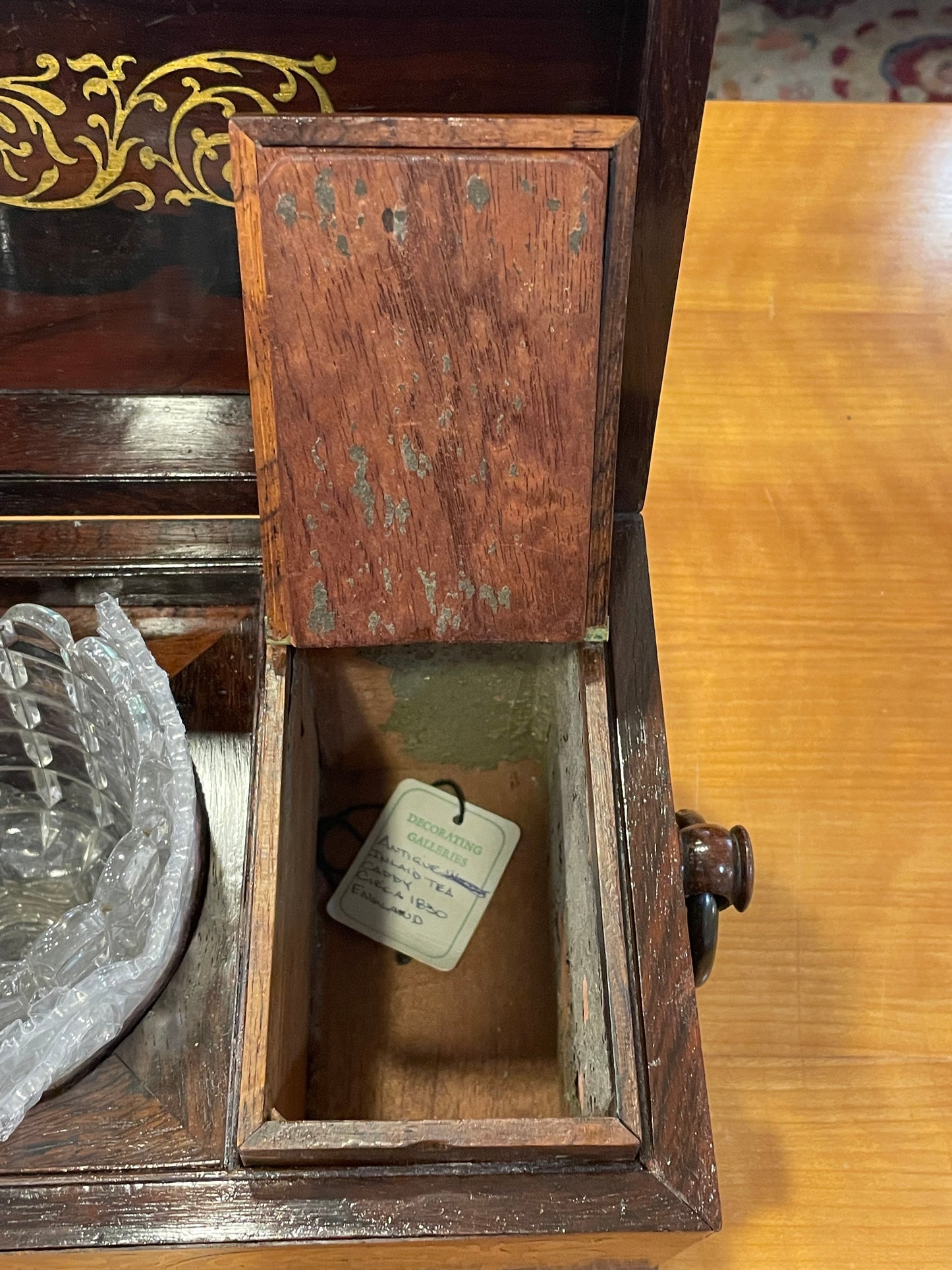 Antique Brass Boulle Work Tea Caddy (08E00W)