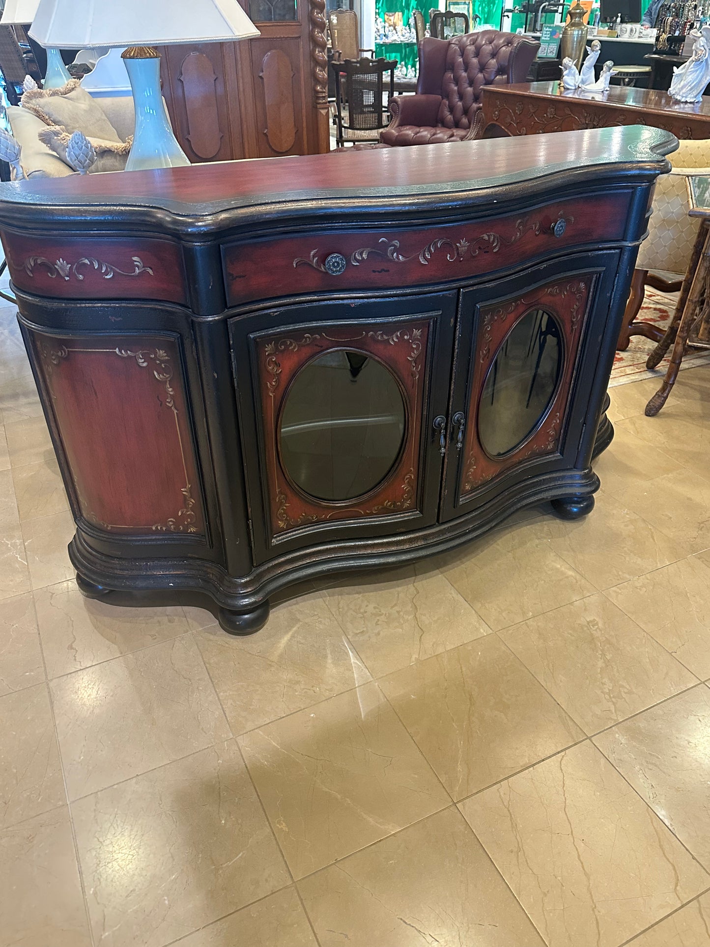 Faux Finish Red Buffet/Console (4DU4DW)