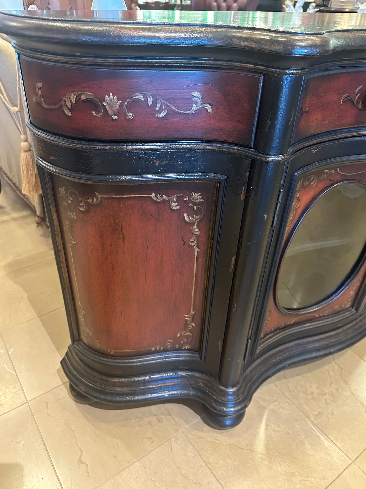 Faux Finish Red Buffet/Console (4DU4DW)