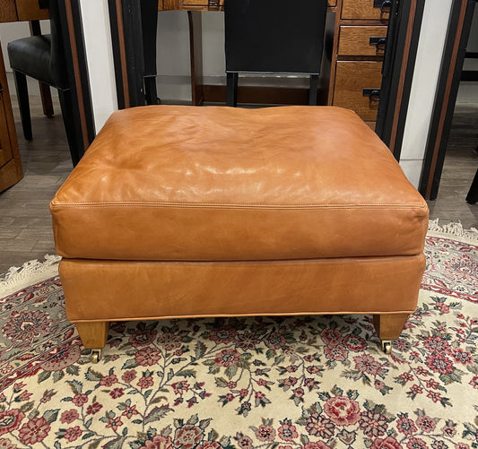 Ralph Lauren Caramel Leather Ottoman (03H004)