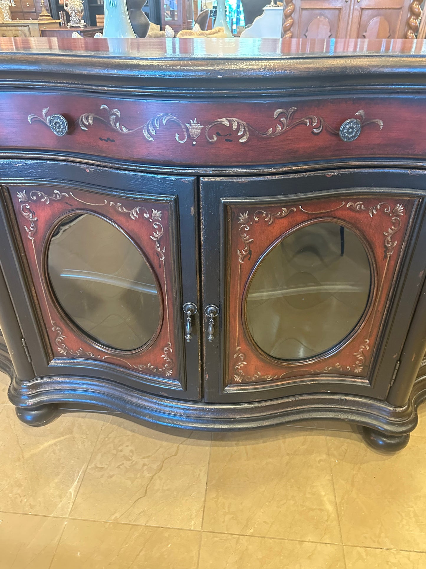 Faux Finish Red Buffet/Console (4DU4DW)