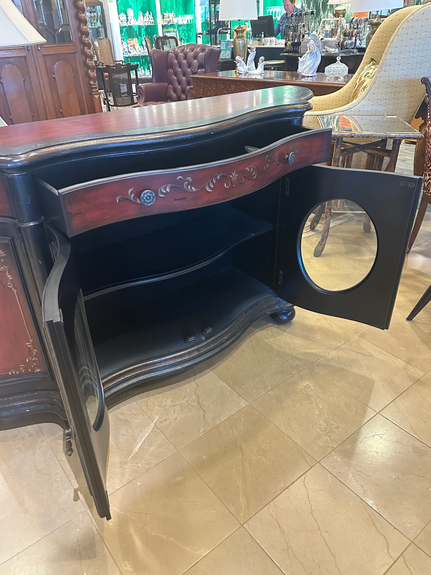 Faux Finish Red Buffet/Console (4DU4DW)