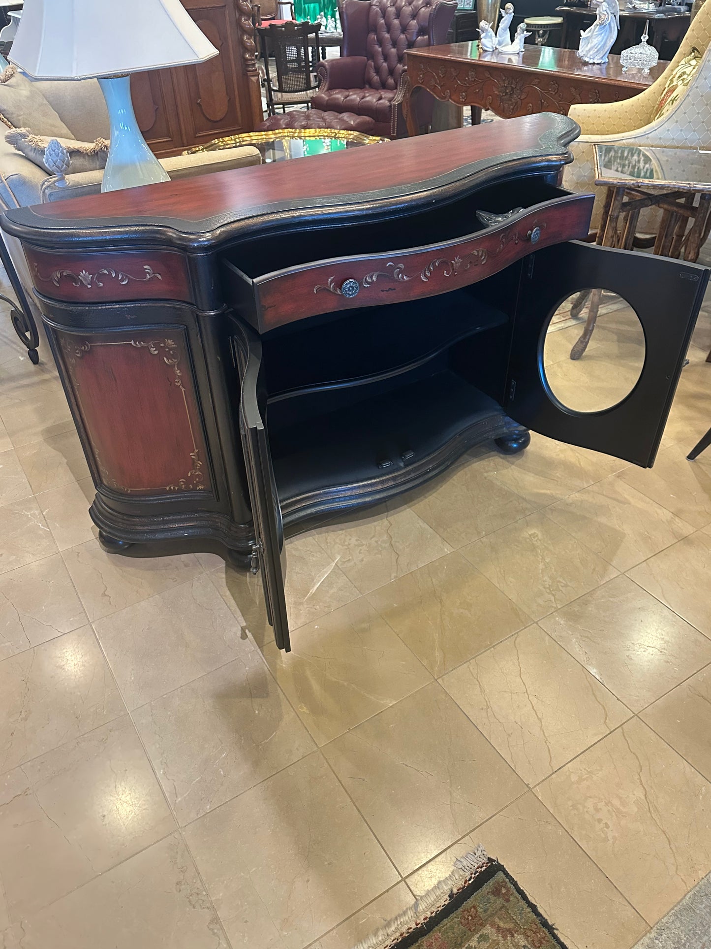 Faux Finish Red Buffet/Console (4DU4DW)