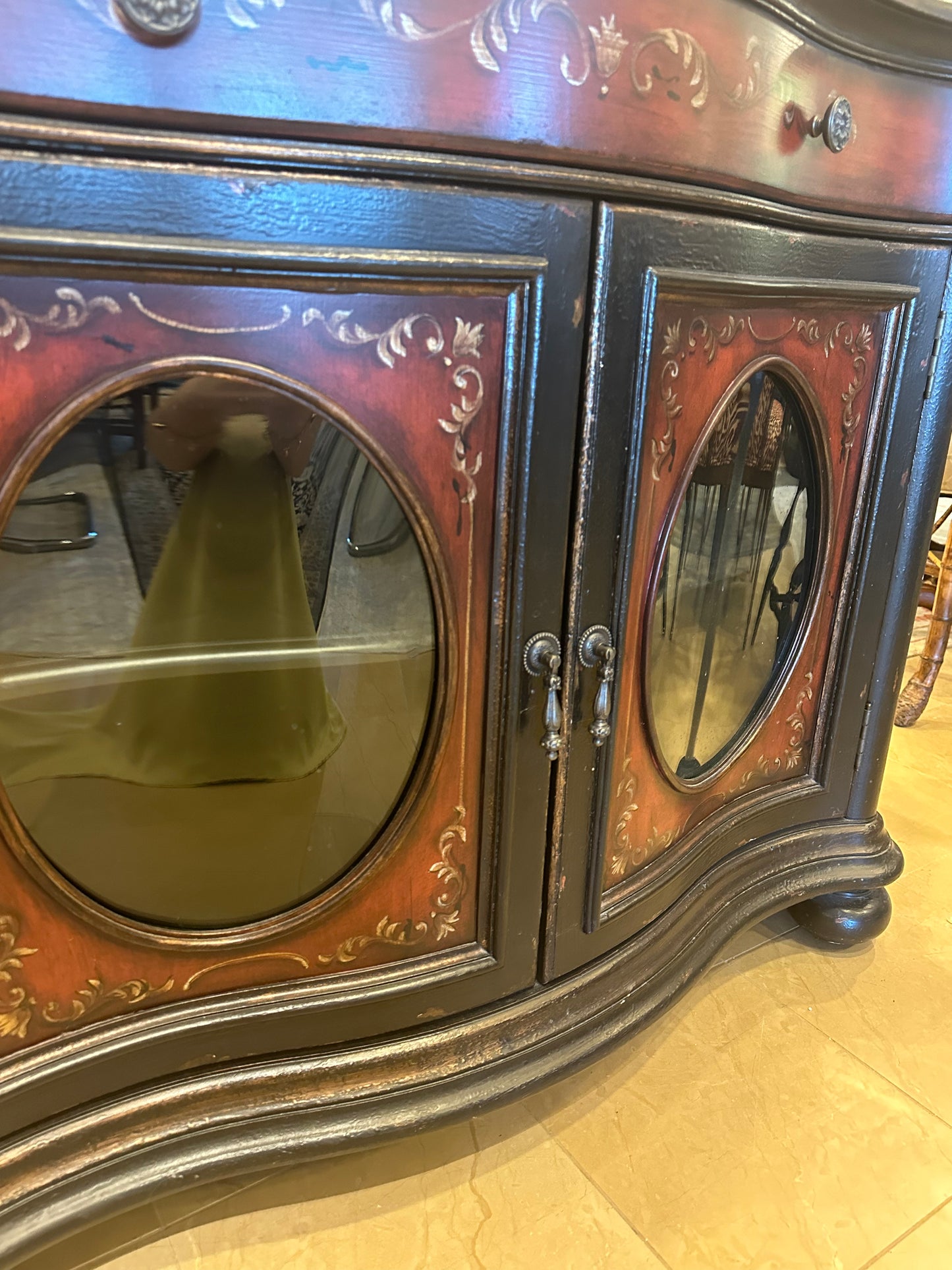 Faux Finish Red Buffet/Console (4DU4DW)