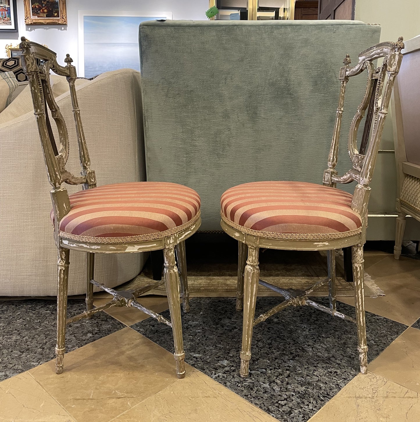 Pair of Antique French Music Chairs (0A3003)