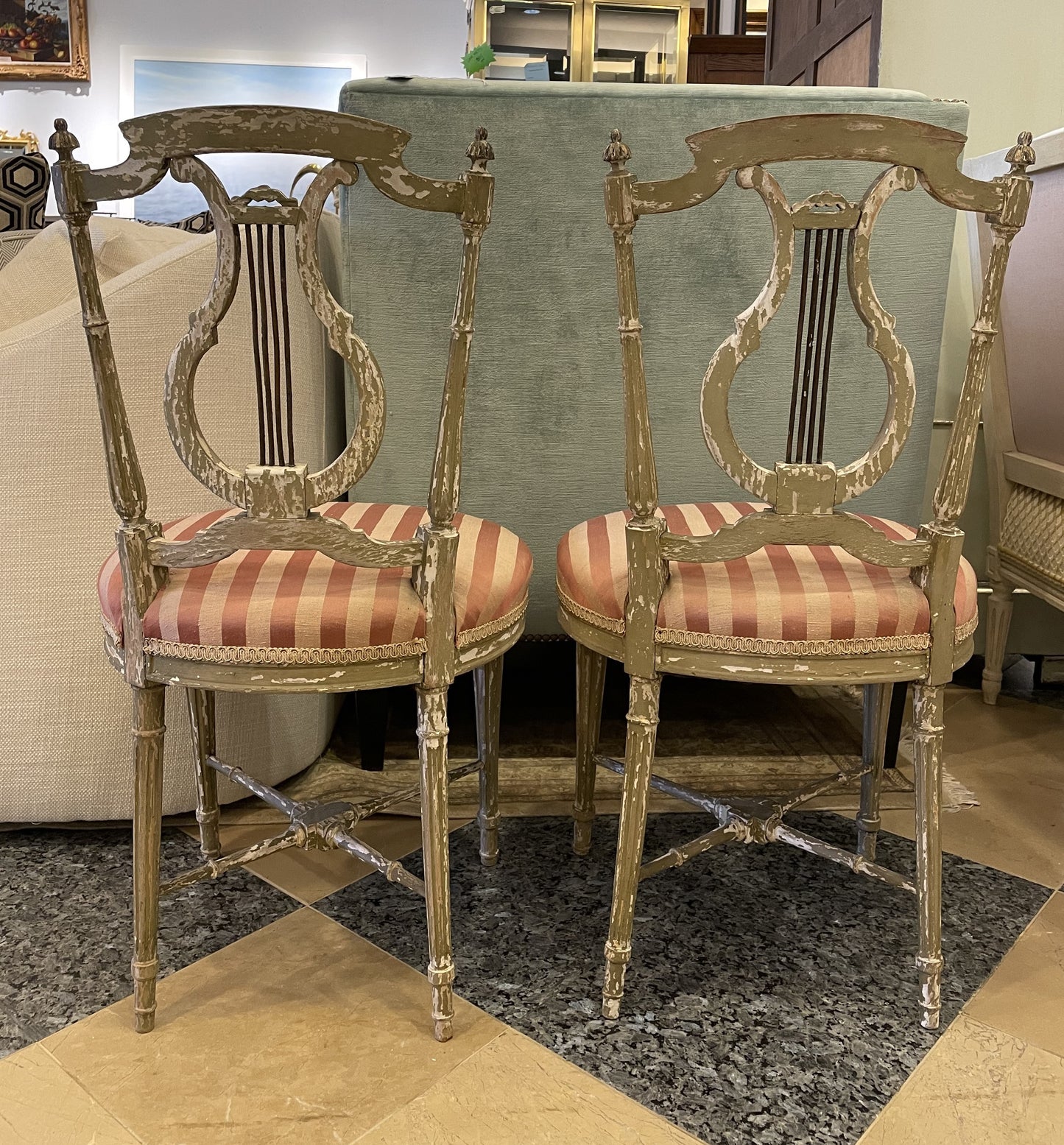 Pair of Antique French Music Chairs (0A3003)