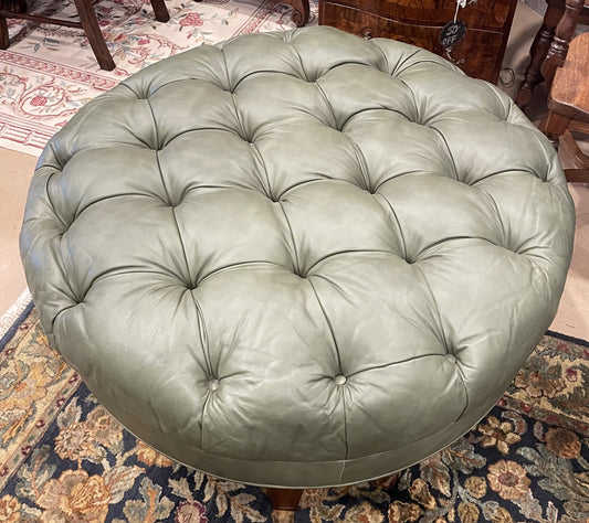 Parenteau Studios Tufted Leather Ottoman (P92Z9A)