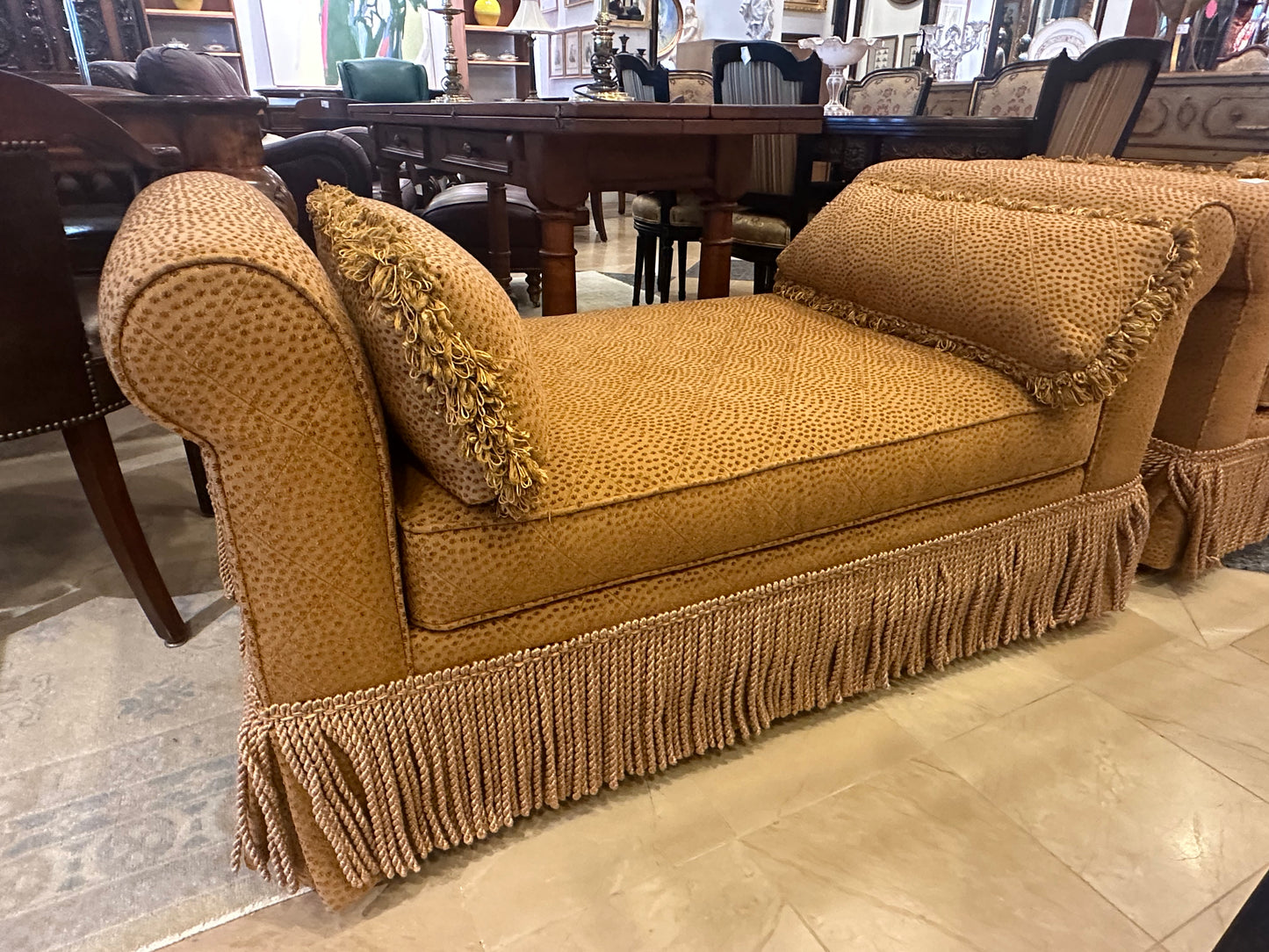 Lane Thaddeus Gold Two-Arm Bench with Fringe (S2ZWKC)