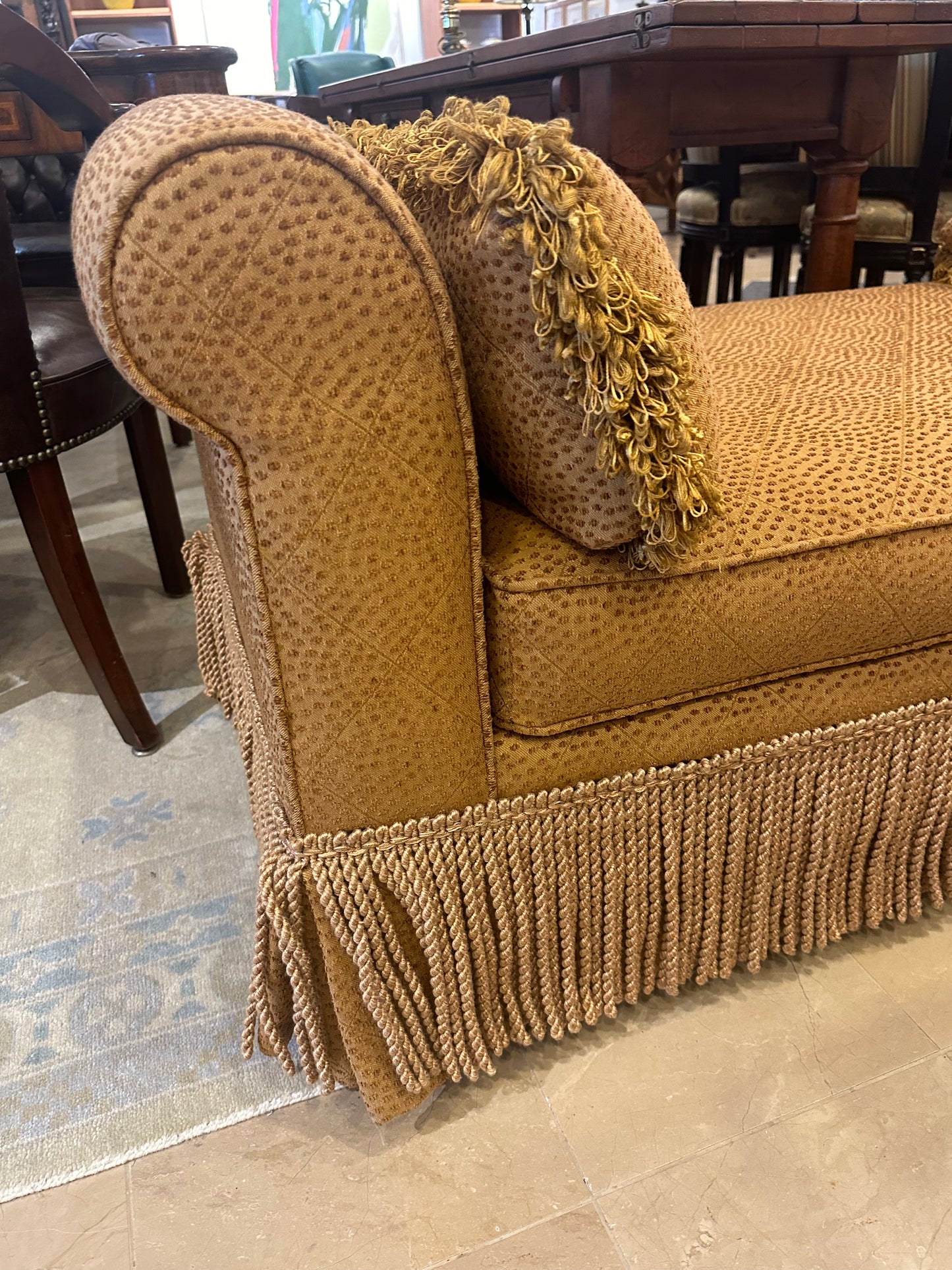 Lane Thaddeus Gold Two-Arm Bench with Fringe (S2ZWKC)