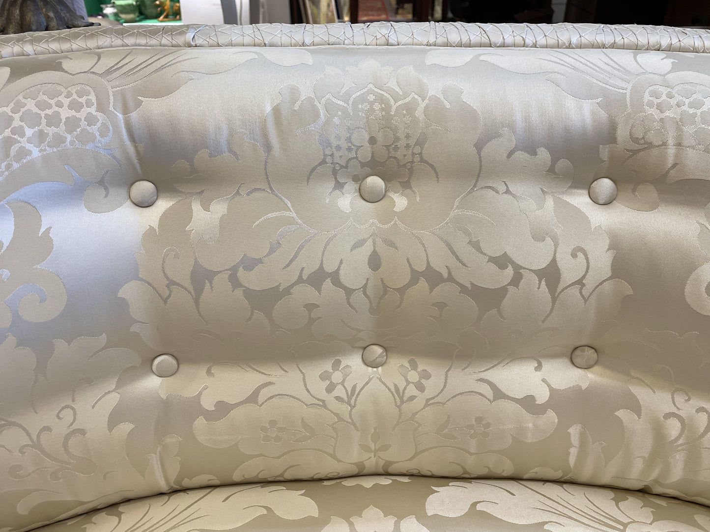 White Damask Settee AS IS (03H007)