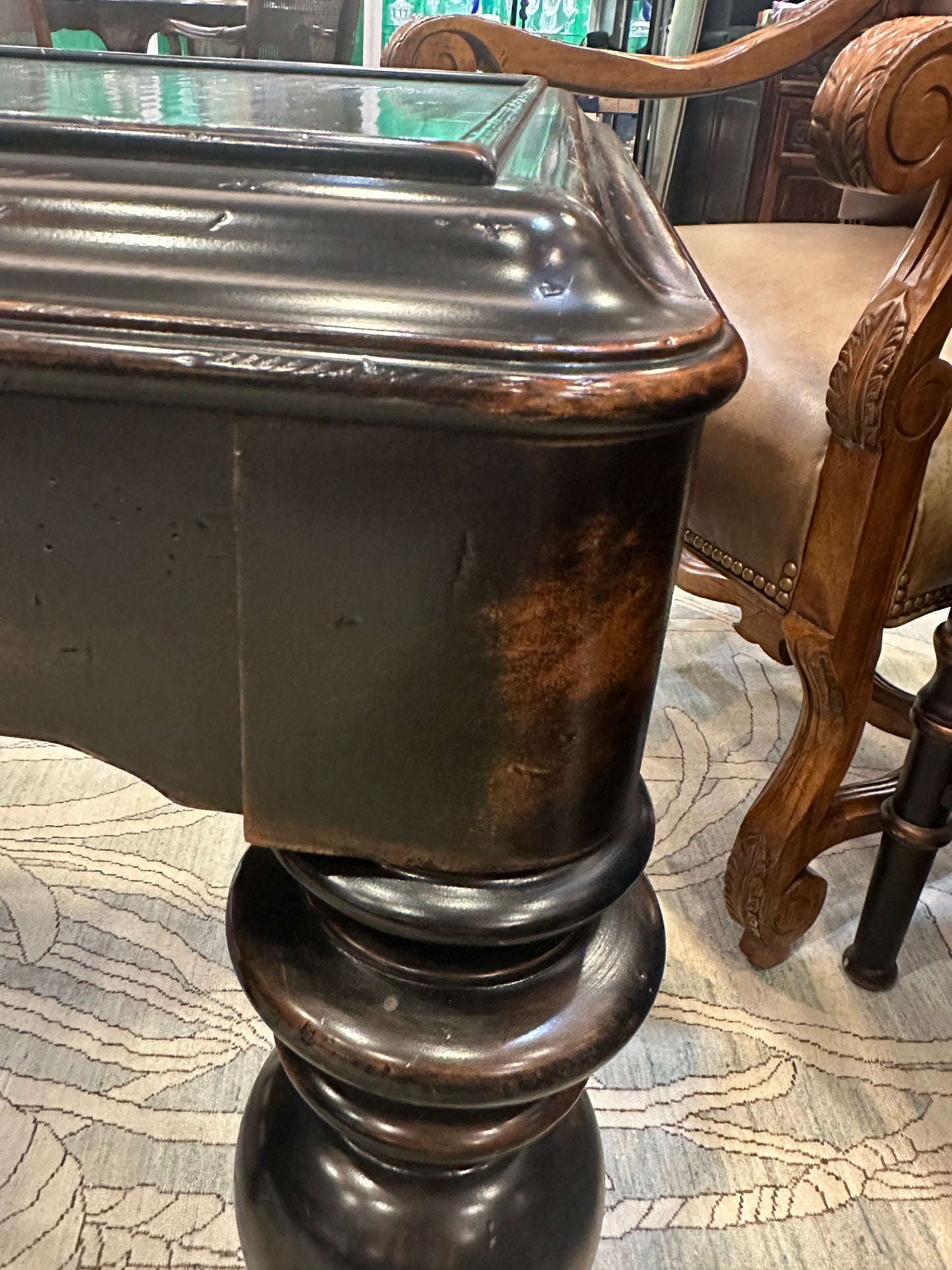 Faux Finish Black Square End Table (L8Y9NU)