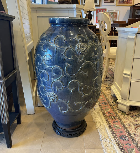 Chinese Blue Glazed Oversized Urn (00Z007)