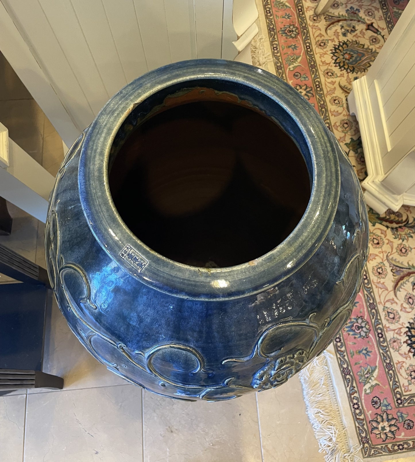 Chinese Blue Glazed Oversized Urn (00Z007)