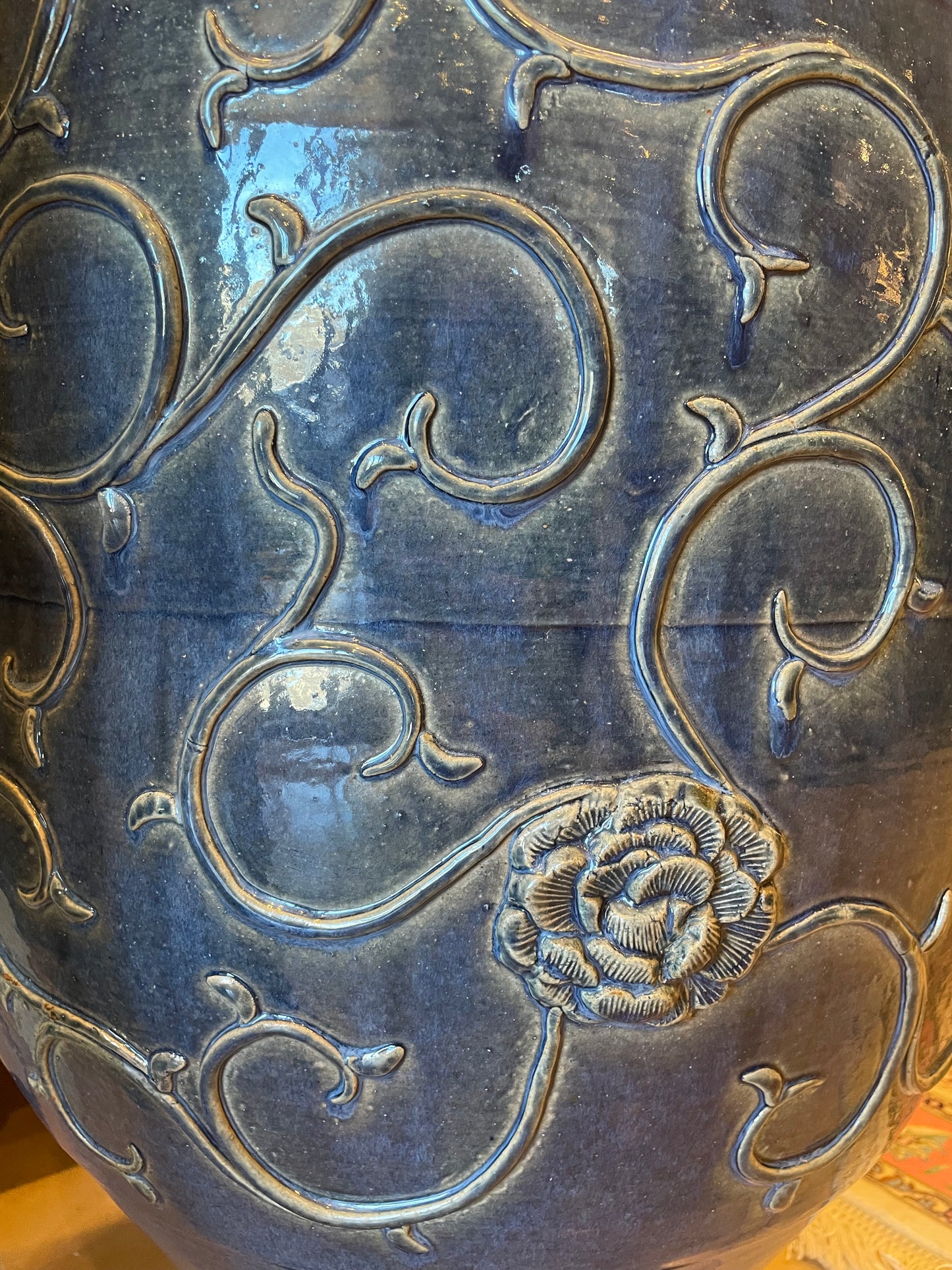 Chinese Blue Glazed Oversized Urn (00Z007)